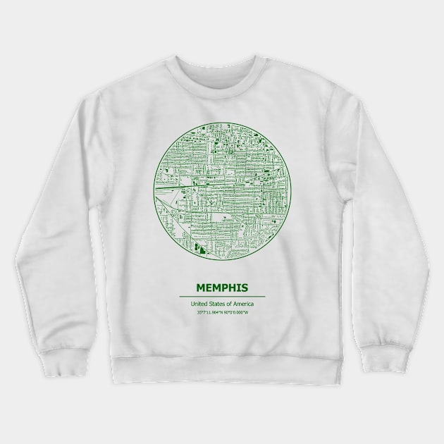 Memphis city map coordinates Crewneck Sweatshirt by SerenityByAlex